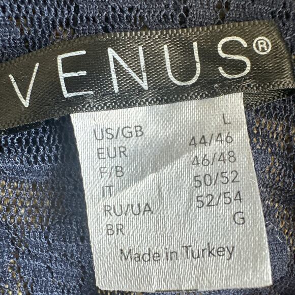 Venus Blue Blouse‎ Women's Embroidery Lace Short Sleeve V Neck Keyhole Viscose L - Picture 12 of 13